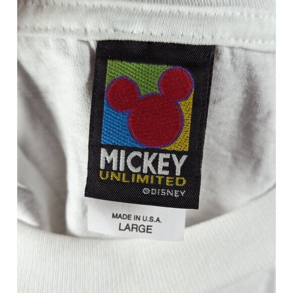 NEW Vintage Mickey & Minnie Mouse Unlimited Large Tee Shirt 90s Disney White - Picture 4 of 4
